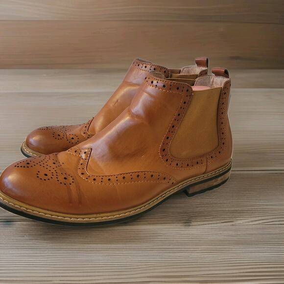 Bruno Marc Men's Urban Brown Leather Ankle Boots Size 10.5 New w/o Box See Desc - Picture 1 of 11